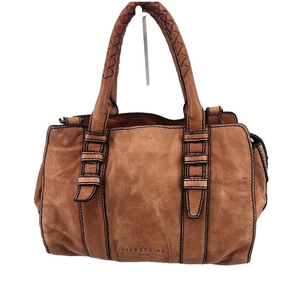Liebeskind Berlin Satchel Bag Women Medium Brown Leather Crossbody Boho - Picture 8 of 13